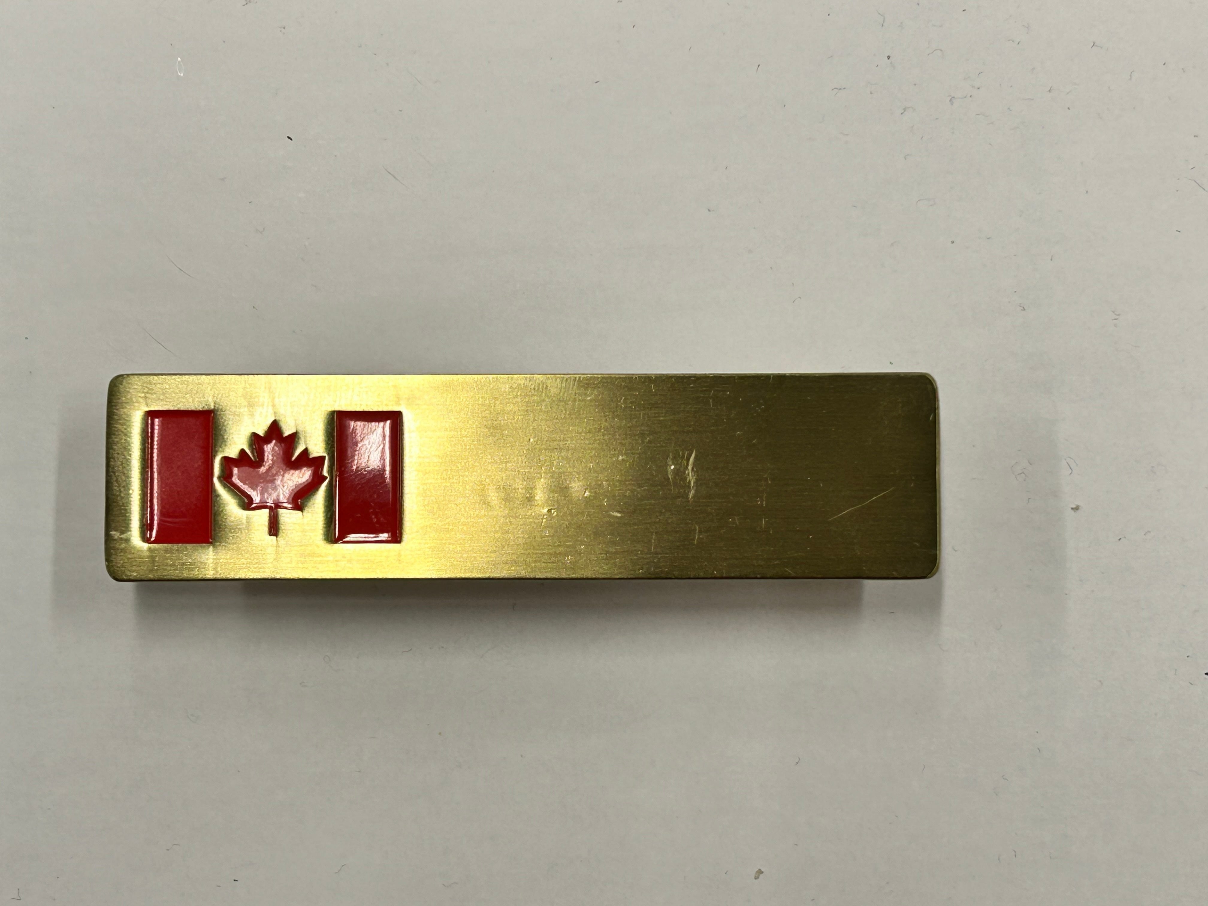 NB27G1 Canada Flag Gold Name Bar 1 Line