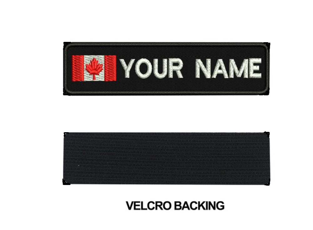 EMBROIDERED CANADA Flag Name Crest With Velcro Backing