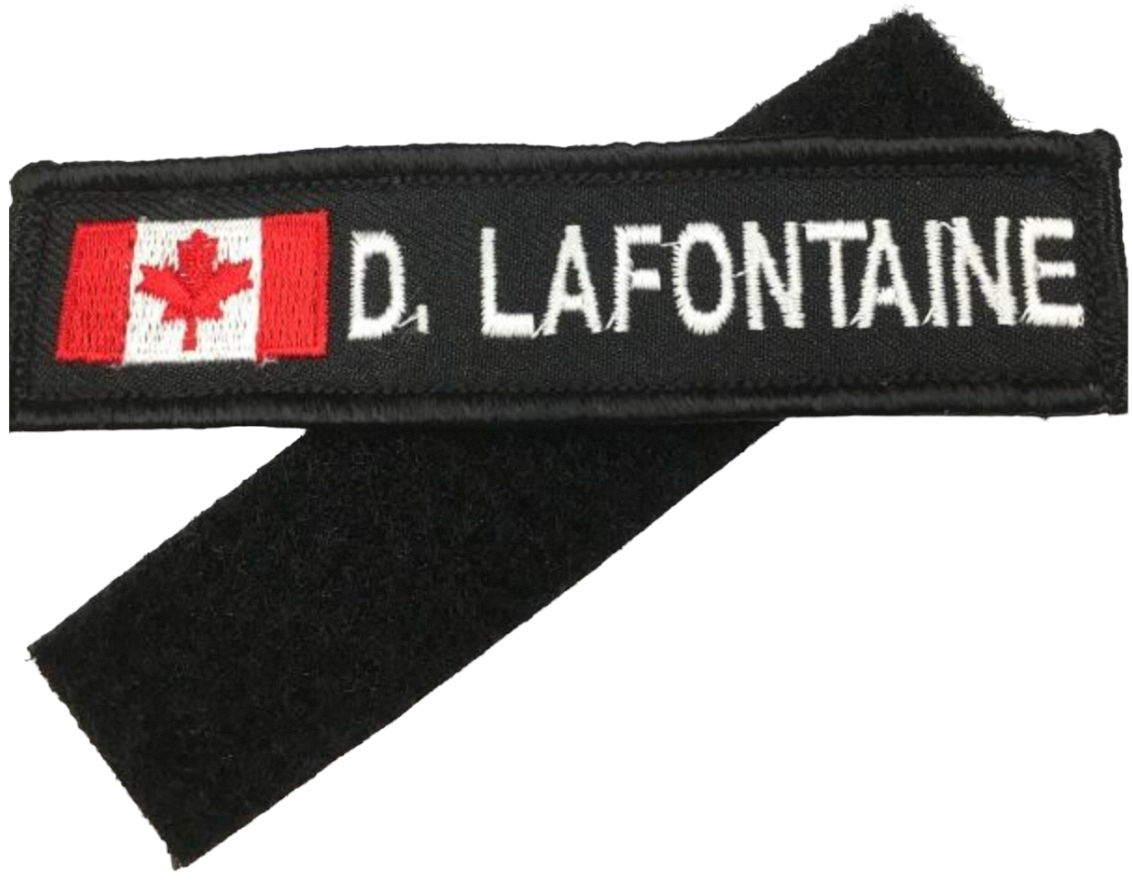 EMBROIDERED CANADA Flag Name Crest With Velcro Backing